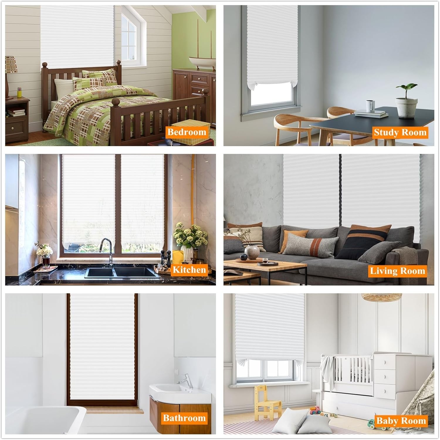 Pleated Window Blinds,Temporary Shades Cordless Light Filtering Pleated Paper Sh gallery