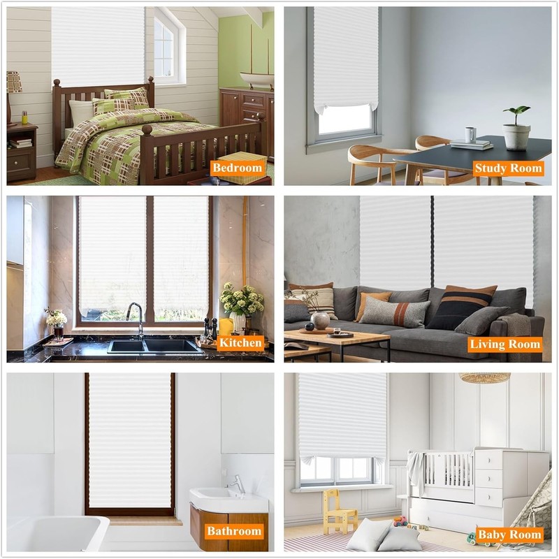 Pleated Window Blinds,Temporary Shades Cordless Light Filtering Pleated Paper Sh gallery