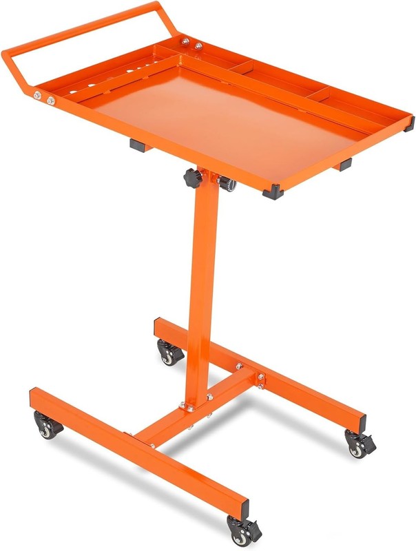 Rolling Tool Tray with Wheels Adjustable Height Mobile Work Table 220Lb Capacity gallery