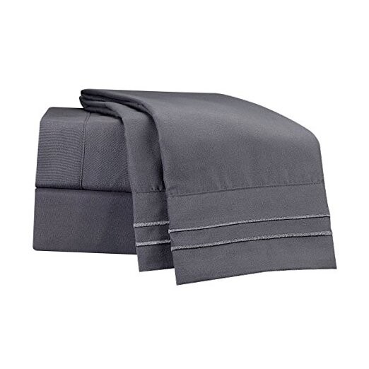 Supreme 1500 Collection 3pc Bed Sheet Set- Twin (Single) Size, Charcoal