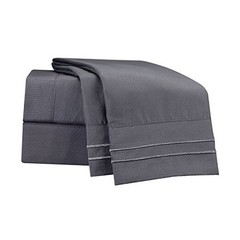 Supreme 1500 Collection 3pc Bed Sheet Set- Twin (Single) Size, Charcoal