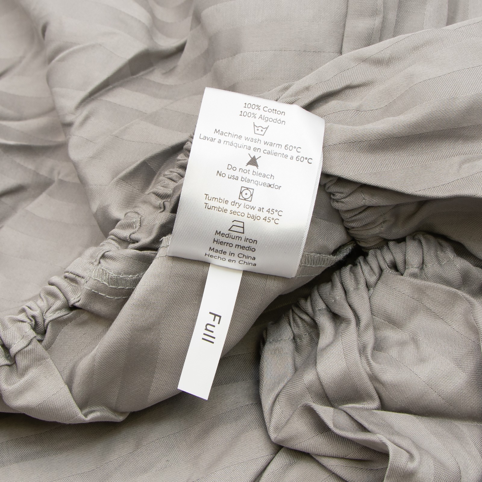 SureFit Premier 100% Cotton Sateen Striped Sheet Set in Grey, Full Size gallery