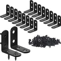 18-Pack L Bracket Corner Brace Sets Black Stainless Steel 90 Degree Right Angle