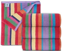 Bath Sheet Towels Large Size 30×60 Rainbow Cabana Stripe 4 Pk Highly Absorbent