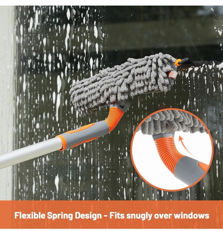 Eazer Extendable Click & Lock Window Squeegee, Washable Microfiber, 89 in gallery