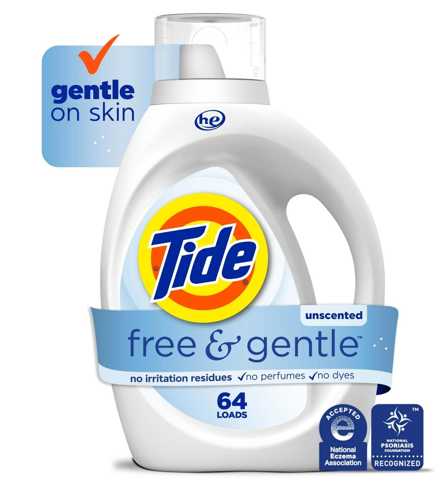 Tide Free & Gentle Liquid Laundry Detergent, Fragrance-Free, 84 oz, 64 Loads gallery