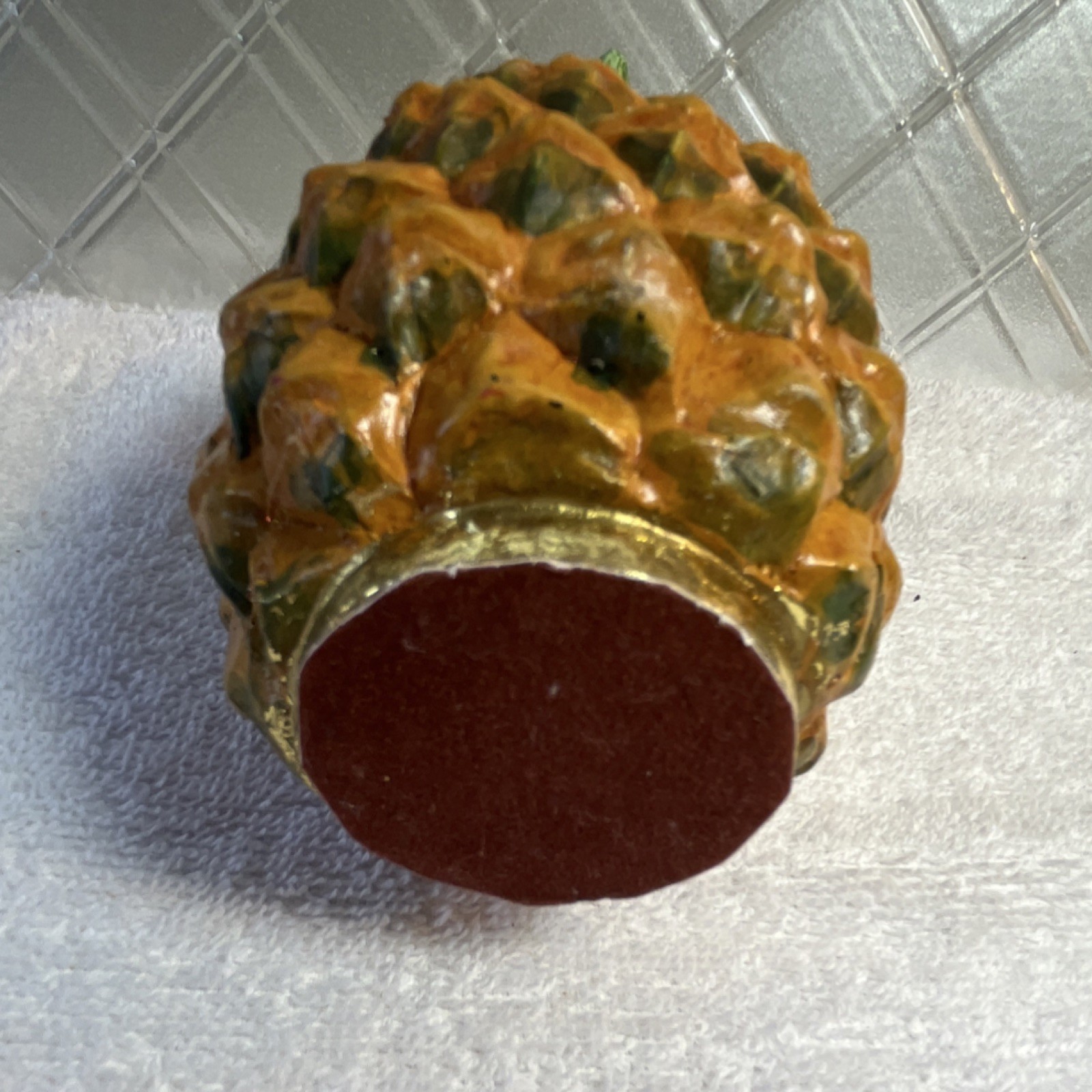 Ceramic Pineapple Figurine Yellow Green 6 in Kitchen Decor Clean with Damp Cloth gallery