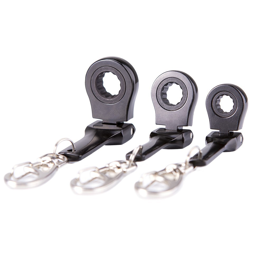 3Pcs 6/8/10mm Ratcheting Wrench Key Chains Portable Ratchet Wrench Keychain Key gallery