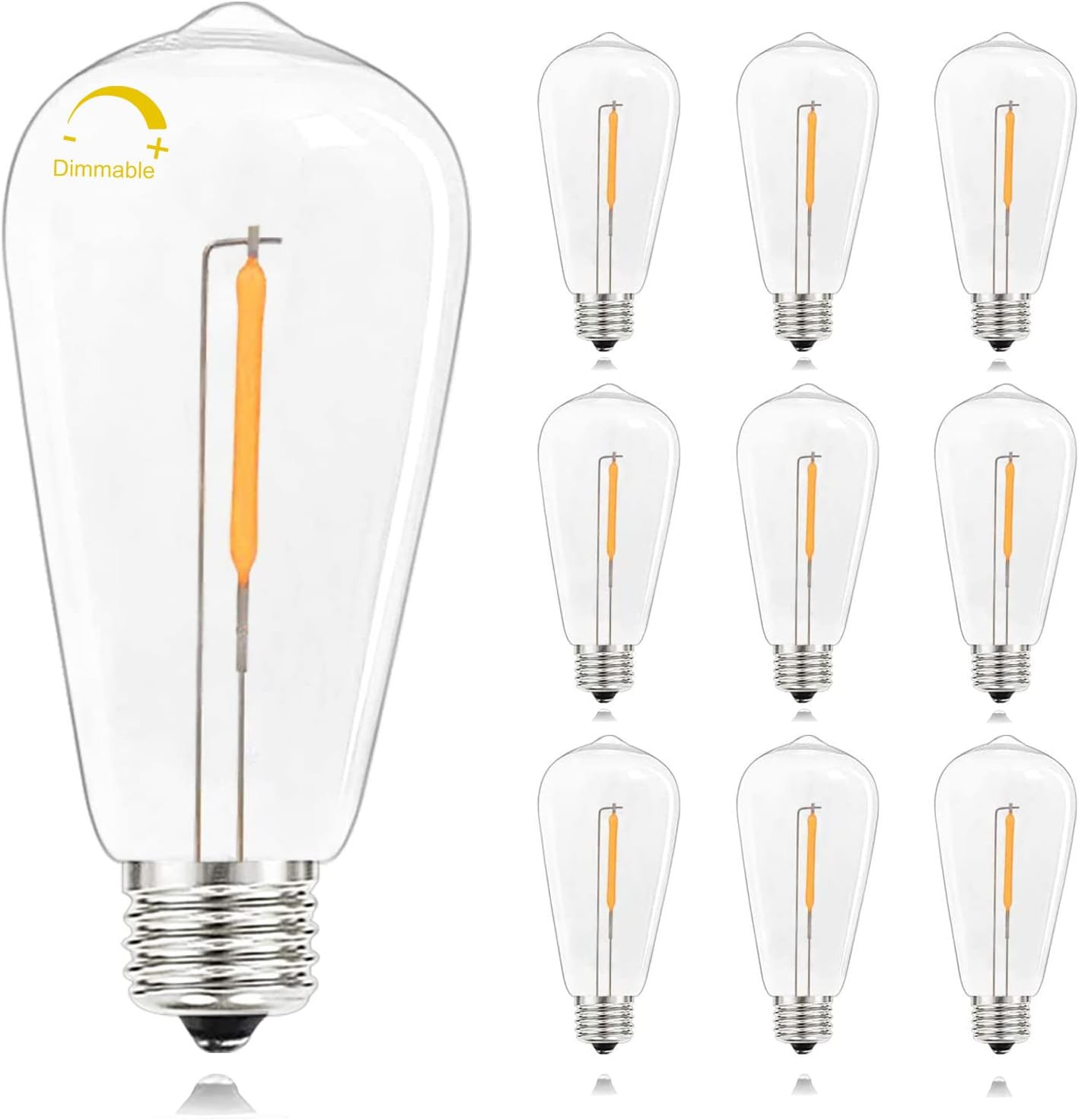 10 Pack LED Edison Light Bulbs, ST40 Clear Replacement Bulb 0.6W Fits E17 C9 Scr gallery