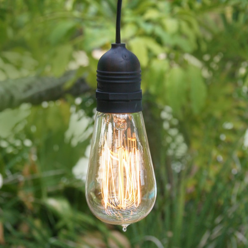 Single Socket Black Commercial Grade Outdoor Pendant Light Lamp Cord, 11FT gallery