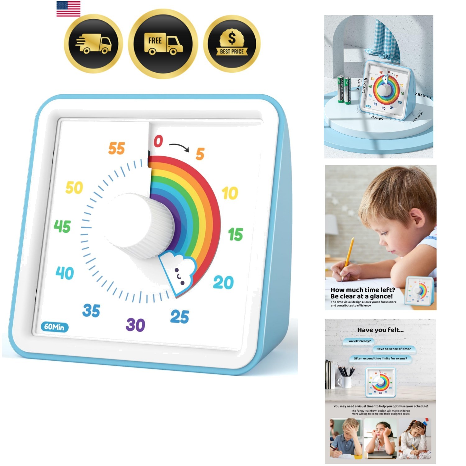 Kids Visual Timer 60 Minute Rainbow Countdown Timer Silent Office Kitchen gallery