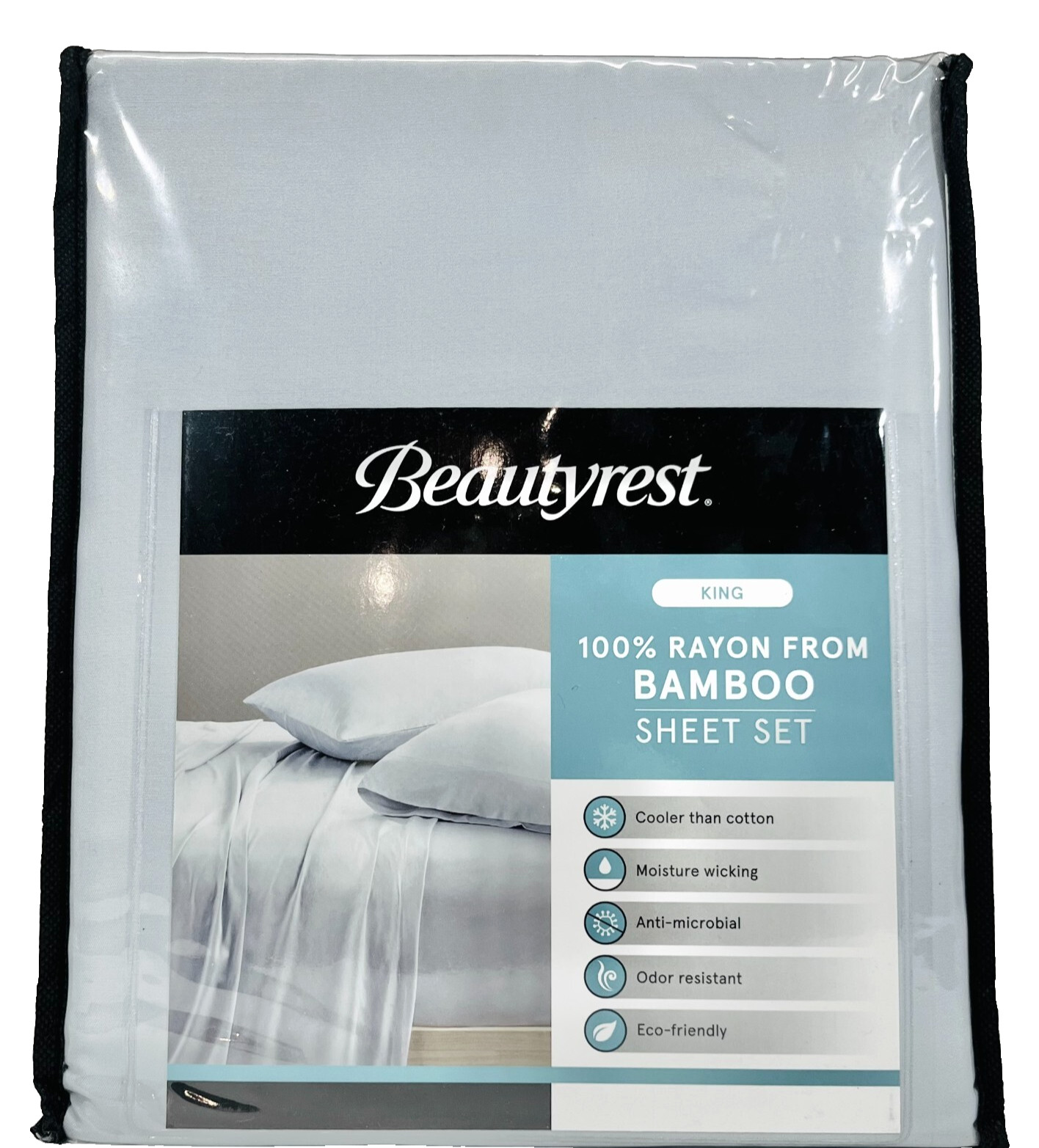 Gray Blue King 100% Rayon from BAMBOO 4P Sheet Set Beautyrest Hypo-allergenic gallery