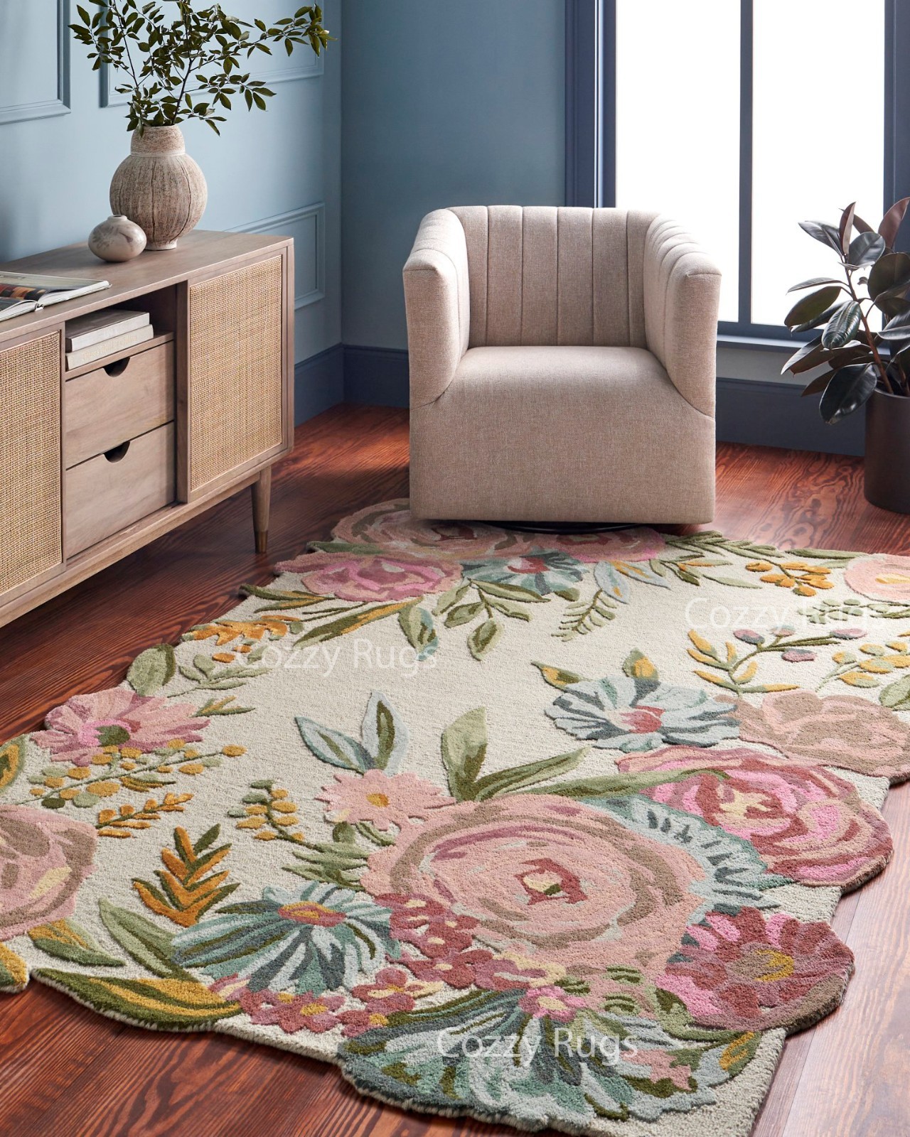PINK PEONY FLORAL AREA RUG gallery
