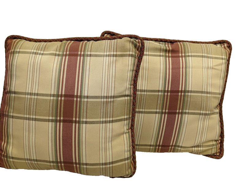 Gold and Rust Plaid Front Rust Back Decorative Pillow 17 x 17 gallery