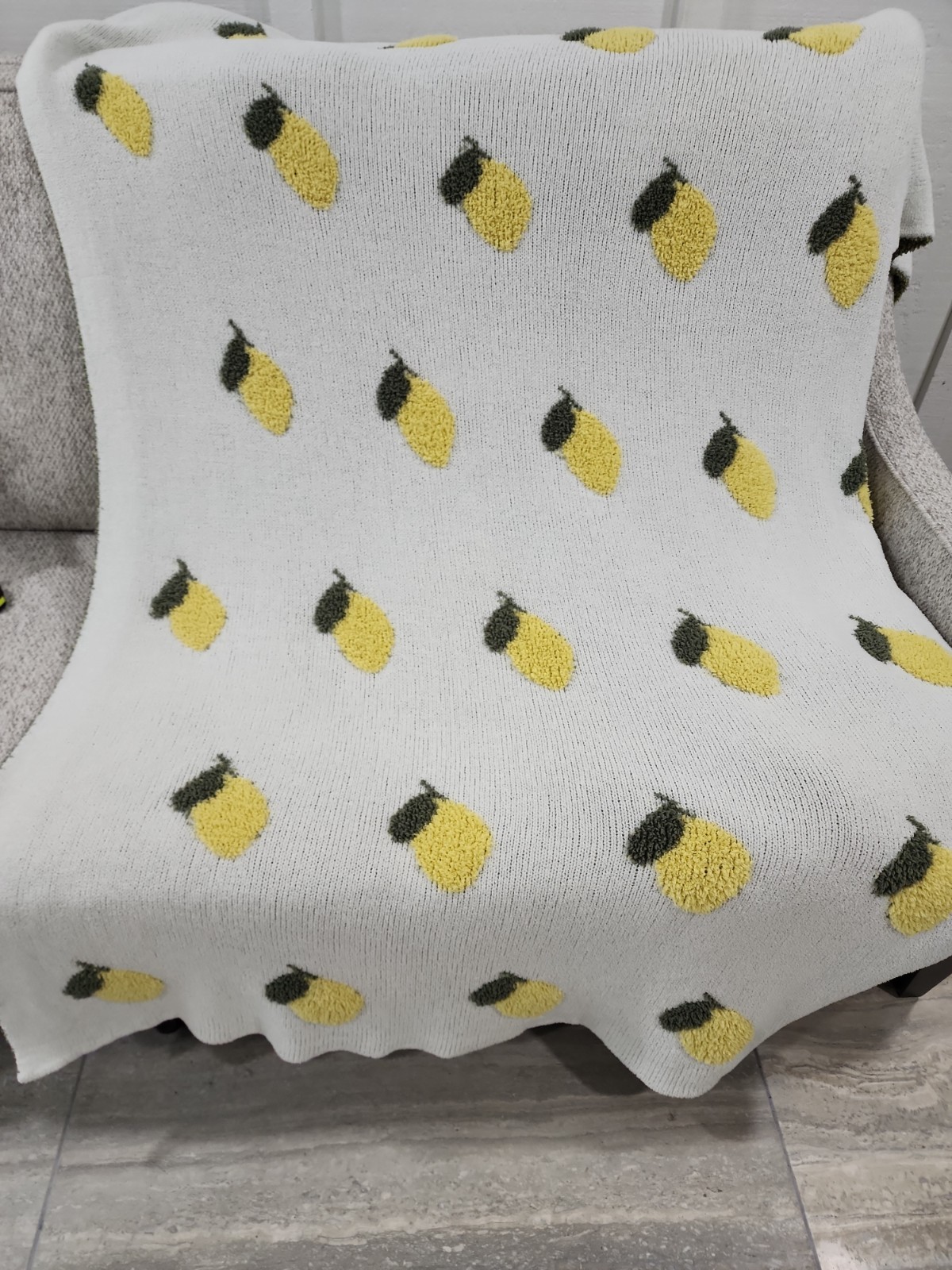 The Styled Collection Lemon Buttery Plush Blanket Micro Feather Yarn 80" x 62" gallery