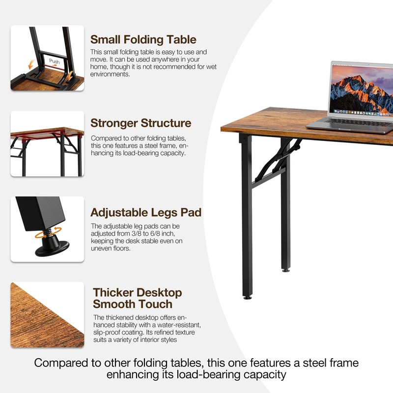 TEMI Small Computer Desk Folding Table - 35.8 Foldable Office Desk, No gallery