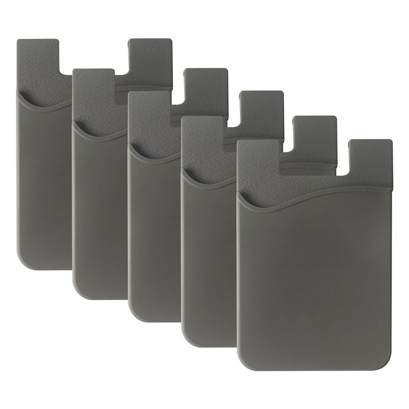 5pcs Pockets Cell Phone Credit Card Holder Wallet Sticker for Key Adhesive grey gallery