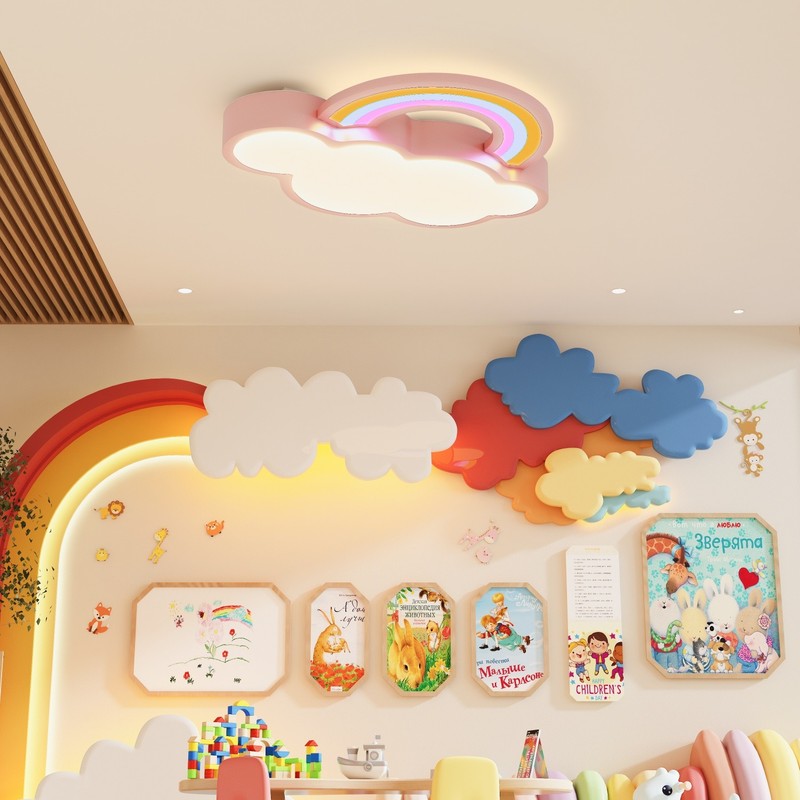 20'' Cloud Rainbow Ceiling Light Fixture Dimmable Flush Mount LED Ceiling Lamp gallery