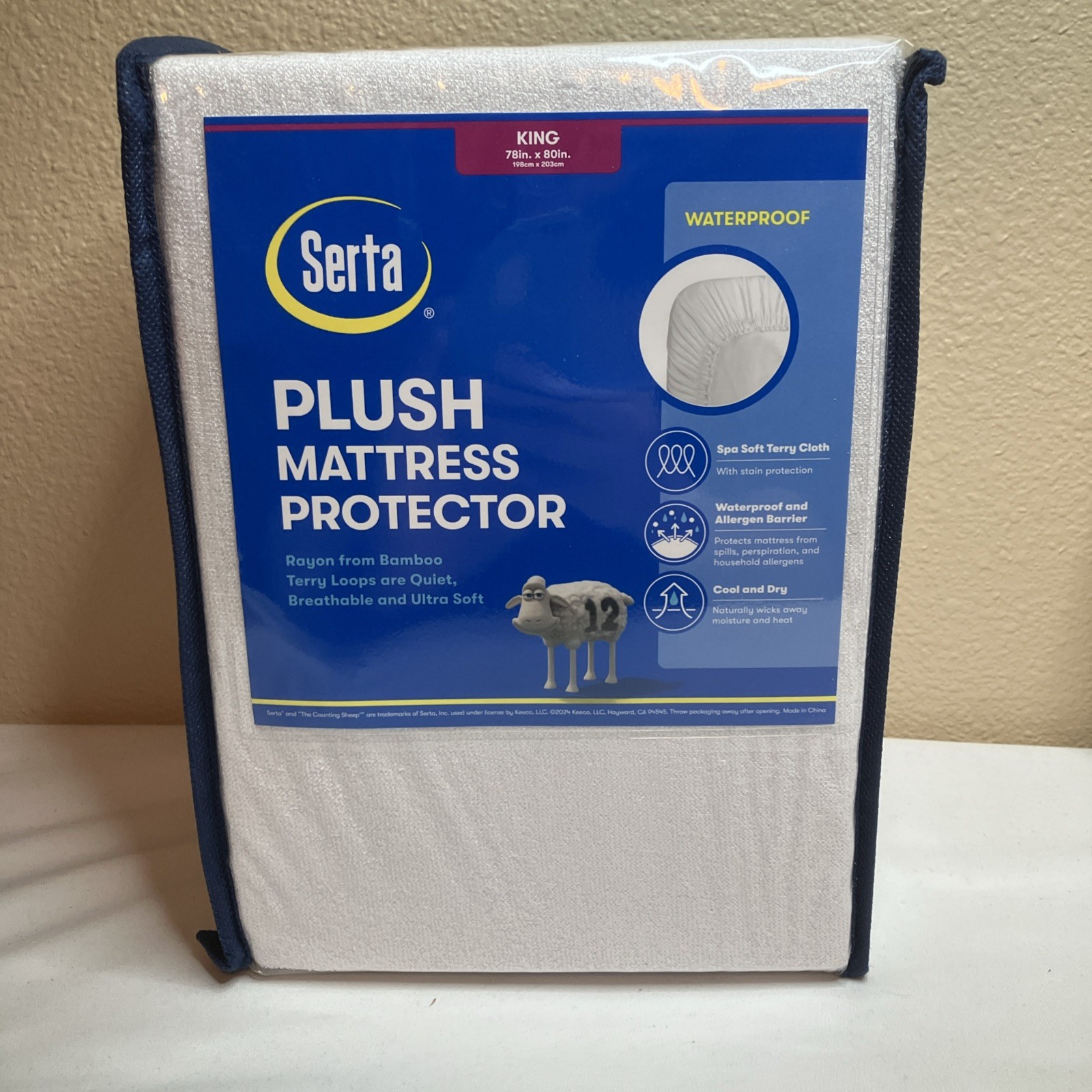 NEW Serta Plush Waterproof Mattress Protector White King Size 78"x80" gallery