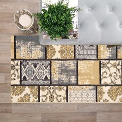 Custom Size Stair Hallway Runner Rug Rubber Back Non Slip Grey Patchwork