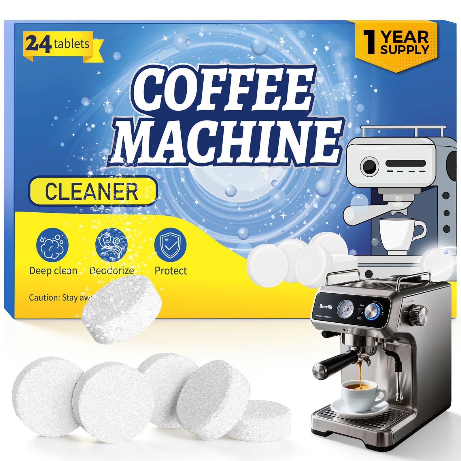 24 Pack Coffee Maker Cleaner Descaler Tablets, Deep Cleaning for Coffee Pot & Co gallery