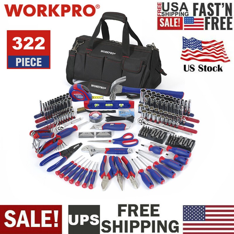 WORKPRO 322-Pieces Basic Household Hand Tool Home Repair Tool Kits With Tool Bag gallery