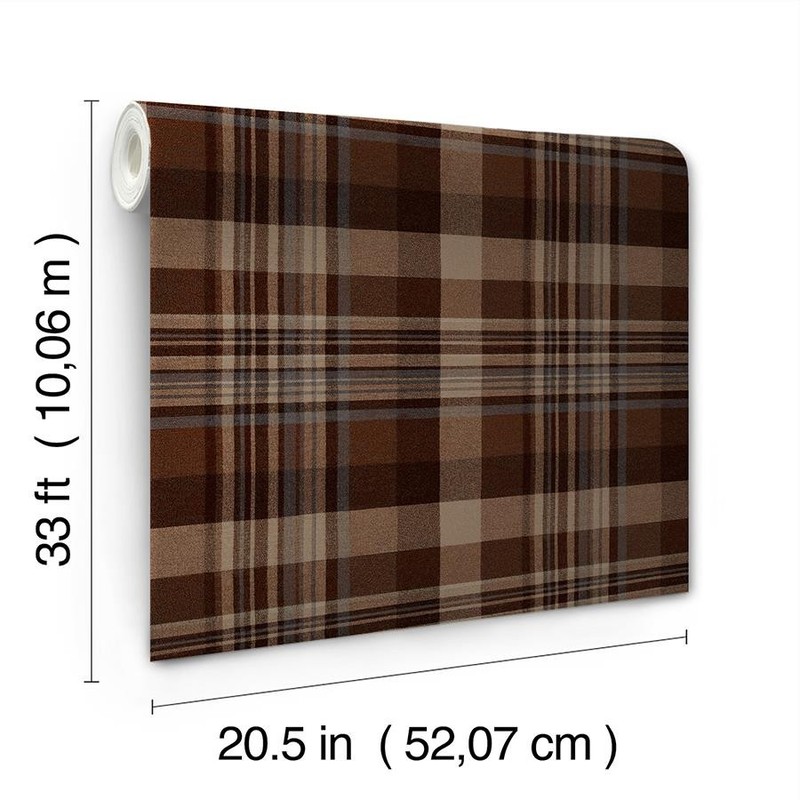 Wallpaper Dutton Plaid Rust with Blue, 56 Sq Ft Blots gallery