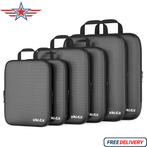 6-Piece Travel Compression Packing Cubes Set Luggage Organizer Bags for Carry-On gallery