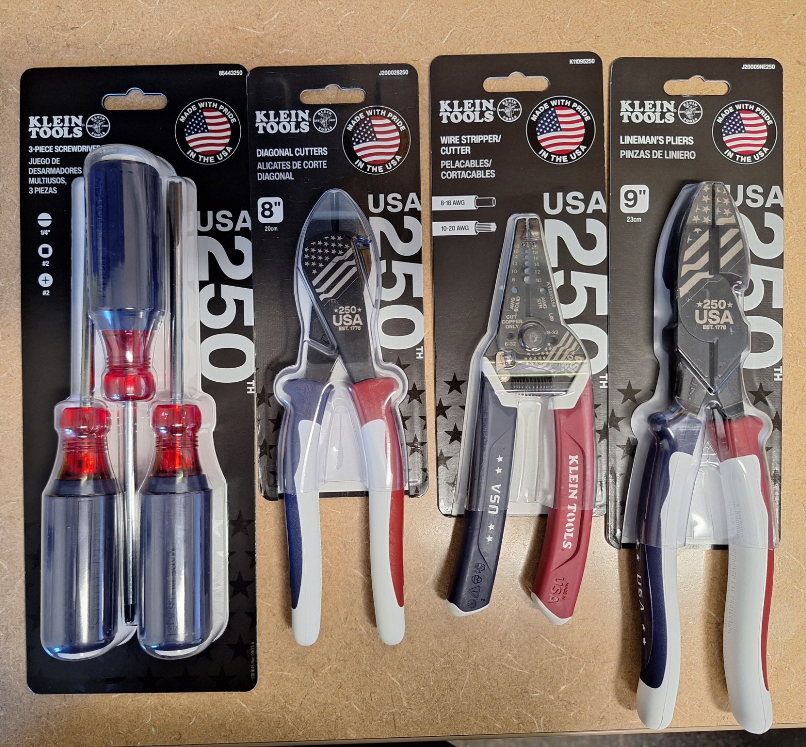 Klein Tools LIMITED EDITION USA 250th Anniversary Full 4 Piece Set gallery