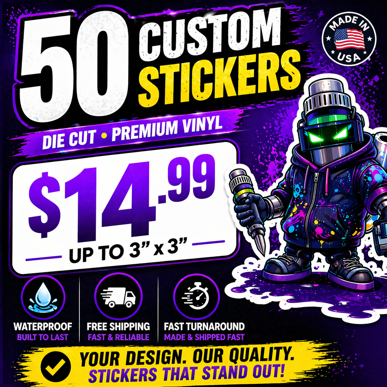Custom Stickers | Product Labels | Pack of 50 | 2 Designs | Die-cut Stickers gallery