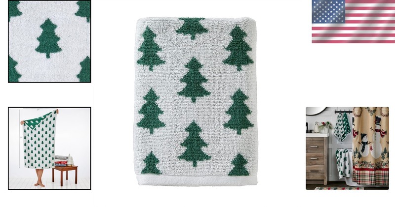 Reversible Pine Tree Design Bath Towel - Soft Cotton Luxury for All Ages gallery