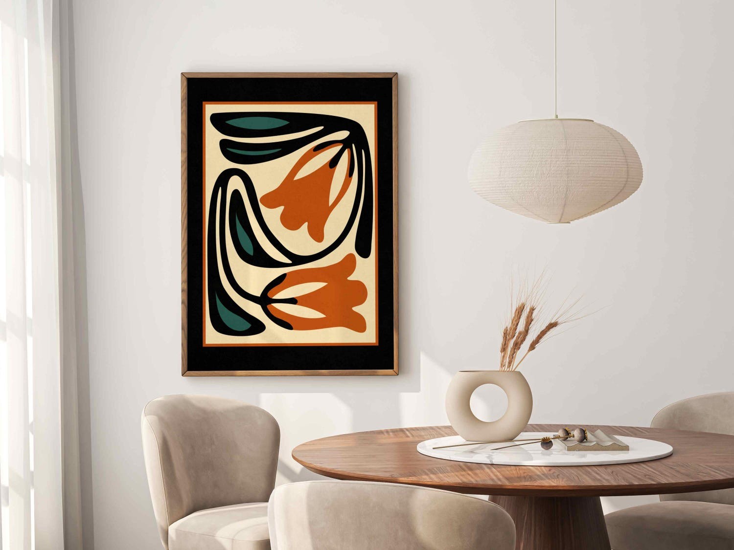 Retro Floral Wall Art Print Poster, Scandinavian Botanical Mid Century Decor gallery