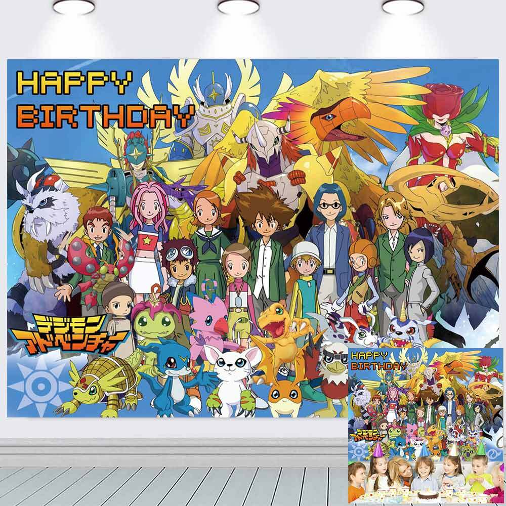 Digimon Adventure Party Supplies Birthday Decoration Backdrop Banner Vinyl 5*3ft gallery