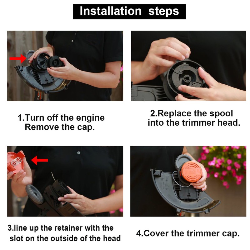 6Spool+1Cap+1Spring Trimmer Spool Replacement for Black&Decker 0.065" AF-100 gallery