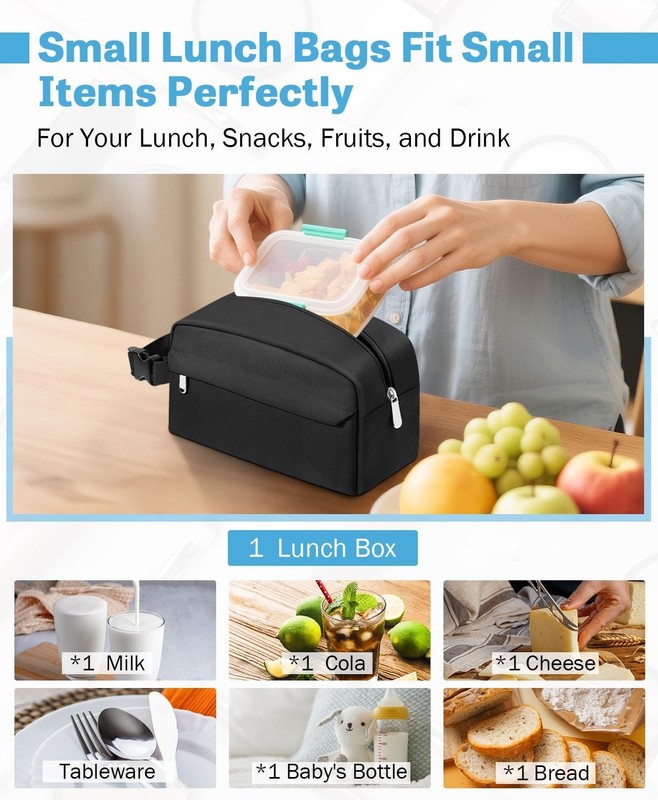 Insulated Lunch Box,Foldable, Compact Lunch Bag, Black,5-Can Capacity (3 Liters) gallery