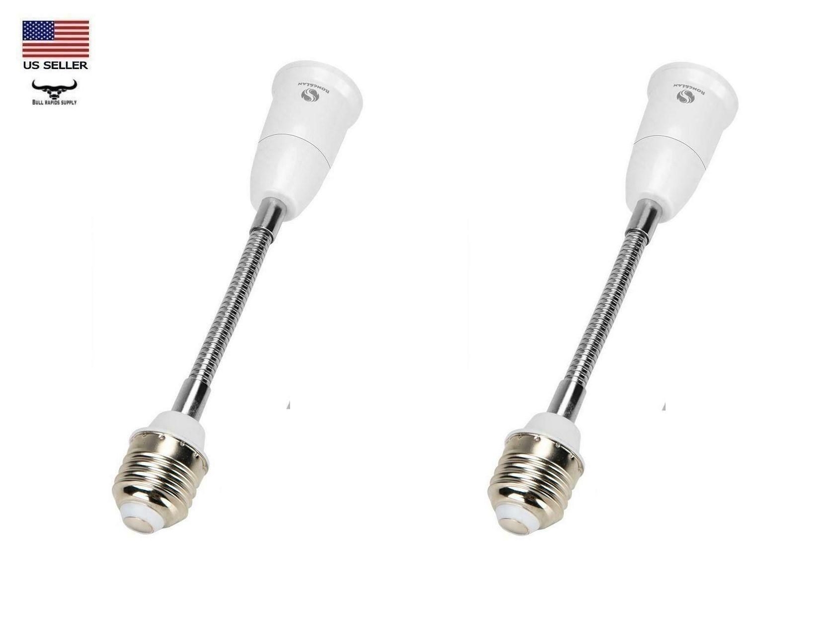 2 pack 8" Flexible Light Bulb Lamp Socket Adapter Extender 360° Adjustable E27 gallery