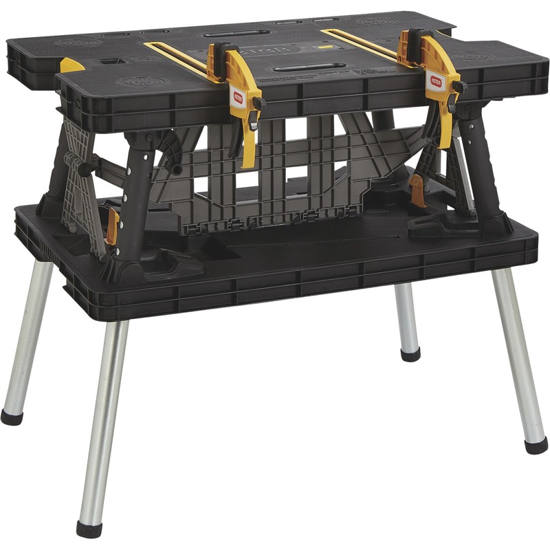 Keter Folding Work Table with Two Adjustable Clamps, 1000-Lb. Capacity, Model# gallery