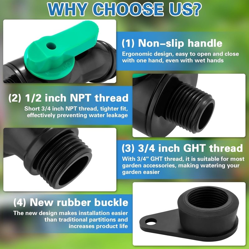 Rain Barrel Spigot Kit with High Flow Valve No Inside Access Needed,External Ins gallery