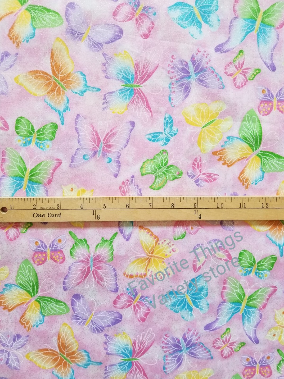 BTY GLITTER BUTTERFLIES NATURE INSECTS NEW COTTON FABRIC. Pretty!! gallery
