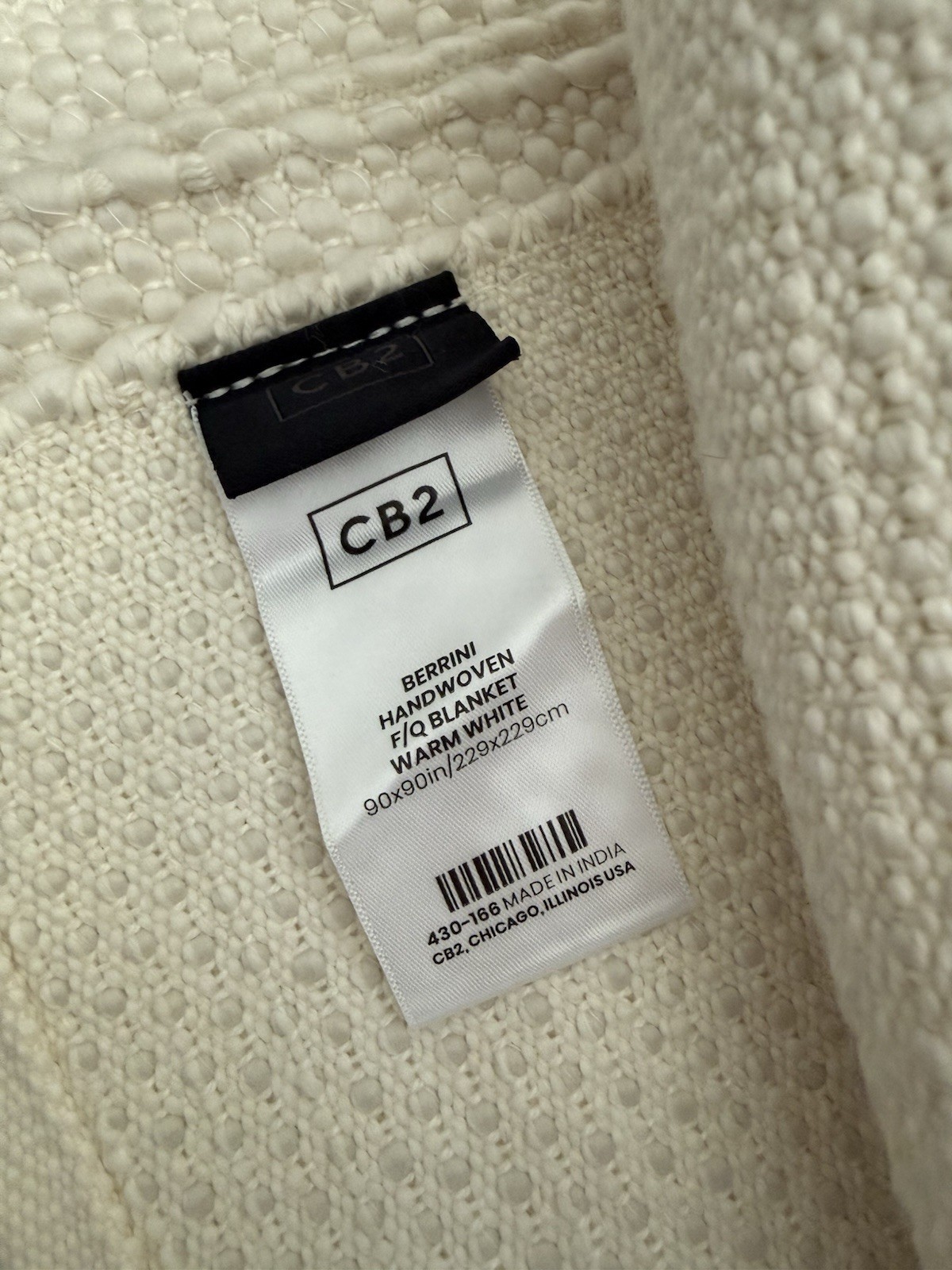 CB2 Exclusive Berrini Handwoven Warm White Full/Queen Bed Blanket gallery