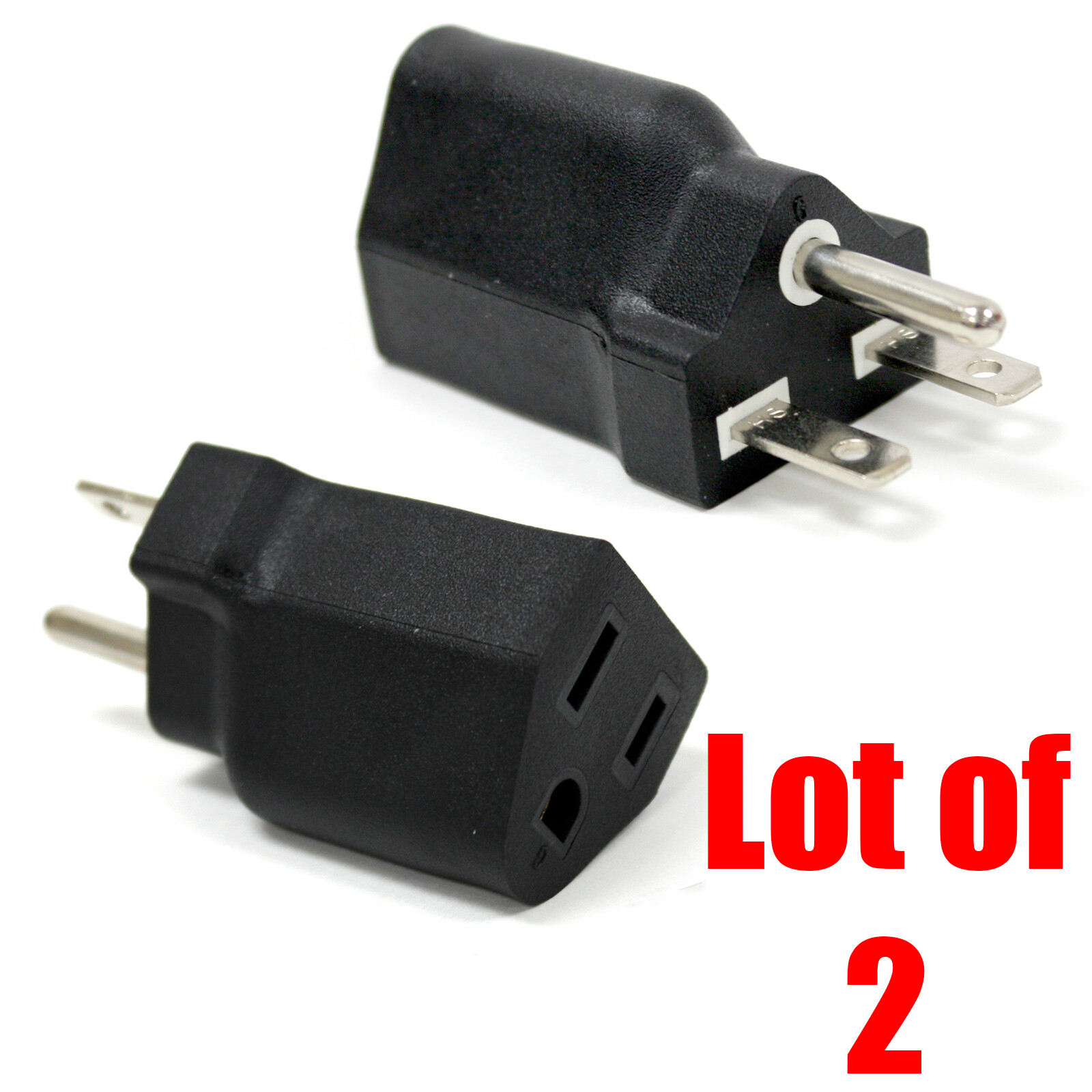 2PC 110V to 240V US Electrical Converter 3Prong Plug Adapter 15A 6-15P to 5-15R gallery
