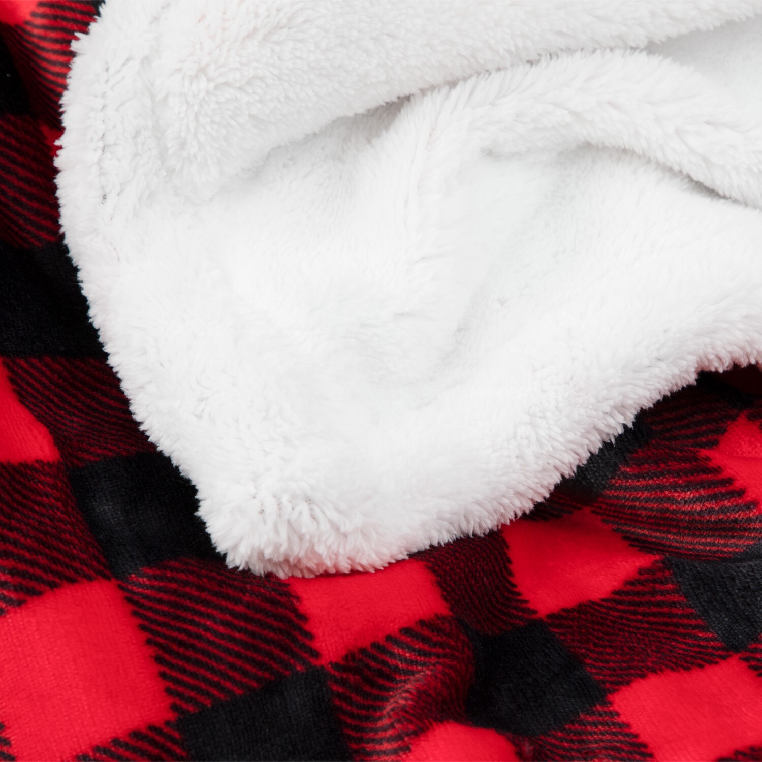 Arkwright Rustic Home Buffalo Plaid Throw Blanket, 50x70 Red/Black, Sherpa Back gallery