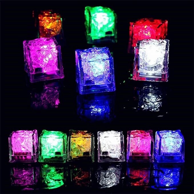 12Pcs Waterproof LED Ice Cubes, Multicolor Light Up Glow Cubes for Bar Wedding gallery