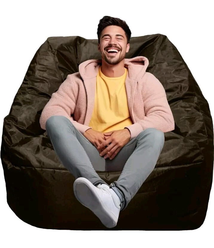 Large Bean Bag Sofa Living Room Chair Memory Soft Protect Cover Brown NO FILLING gallery