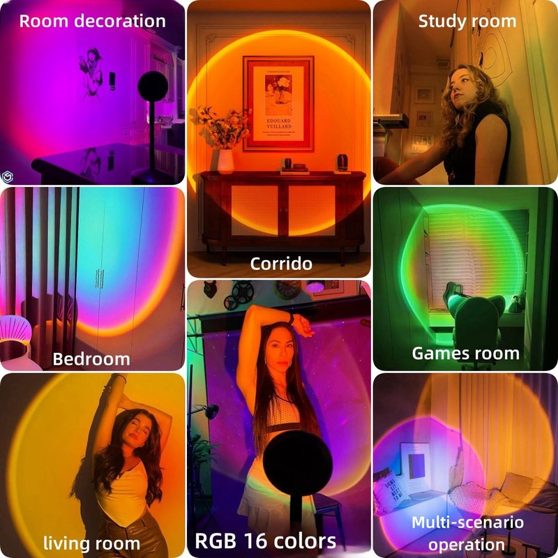 Sunset Lamp Projector Led Lights for Bedroom Night Light RGB Lights Sun Sunli... gallery