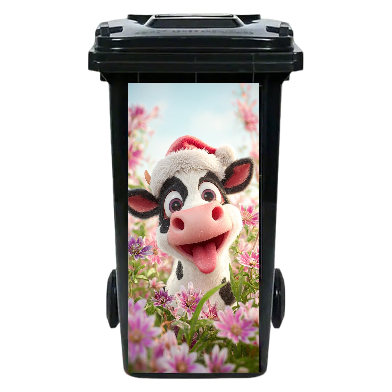 Funny Christmas Cow Garbage Pail Stickers PVC 14.57x32.28 Inches - Trash Stic... gallery