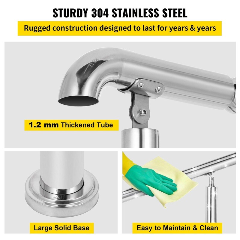 Rustproof 2-3 Steps 441lb Adjustable Handrail Silver gallery