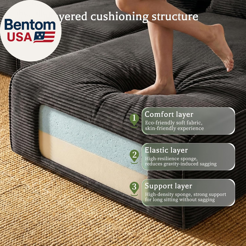 Boneless Modular Sectional Couch, Cloud Couch L-Shaped Sofa with 61.5" Deep Seat gallery