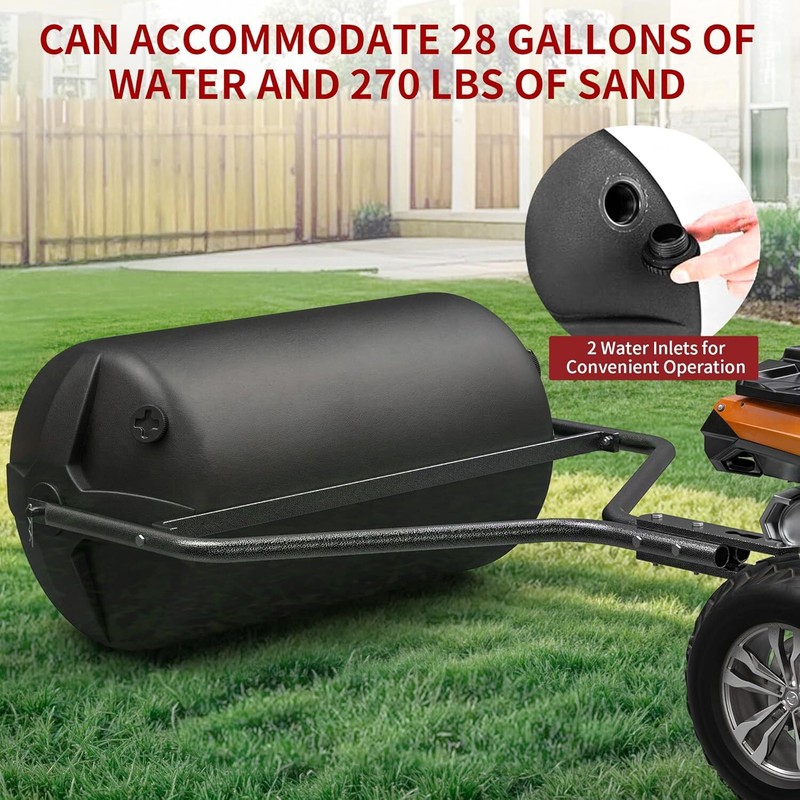 18'' x 24'' Poly Lawn Roller W/Threaded Plug for Lawn and Garden Tractors 270lbs gallery