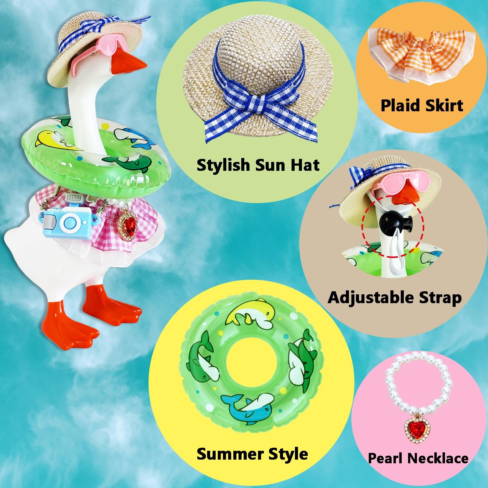 Ziseyoru 4 Sets Mini Desk Goose Outfits 7 Inches Summer Small Desk Goose Clot... gallery